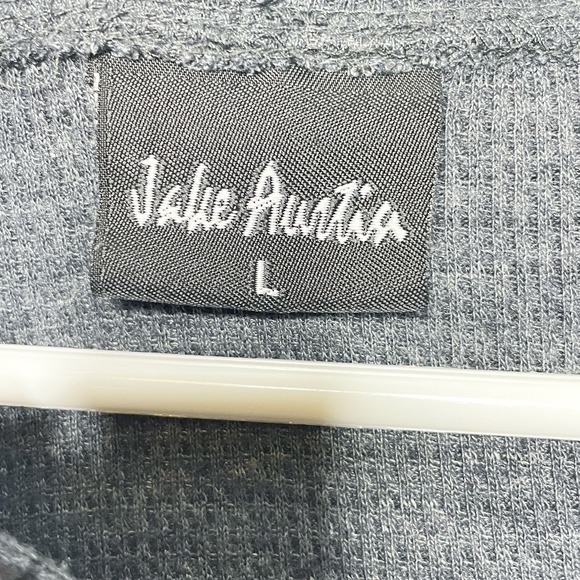 Jake Aurita Thermal Knit Gray Striped Long Sleeve V Neck Top Men's Size Large - Picture 3 of 6
